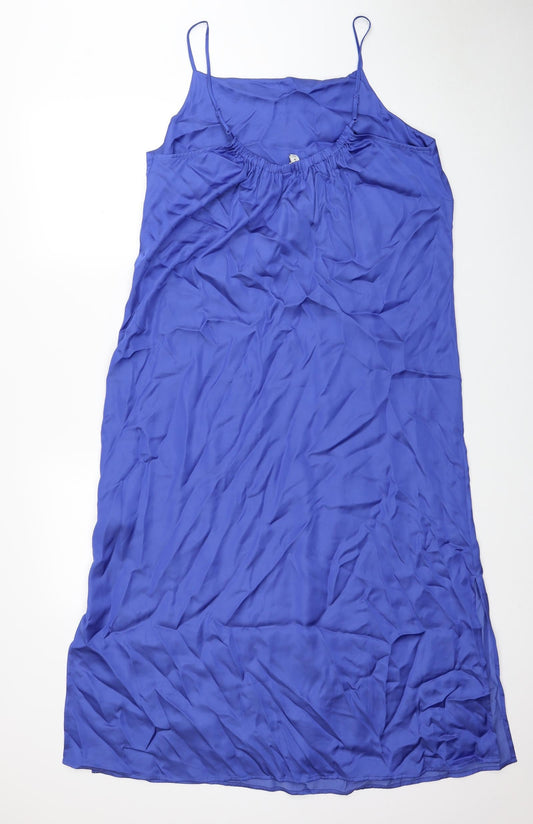Autograph Womens Blue Polyester Slip Dress Size 14 Scoop Neck Pullover