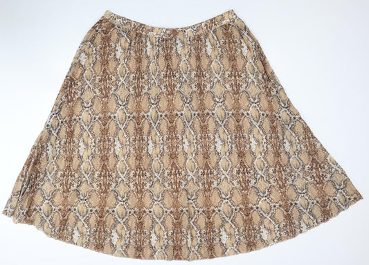 Marks and Spencer Womens Brown Animal Print Polyester Swing Skirt Size 22 - Snakeskin Pattern