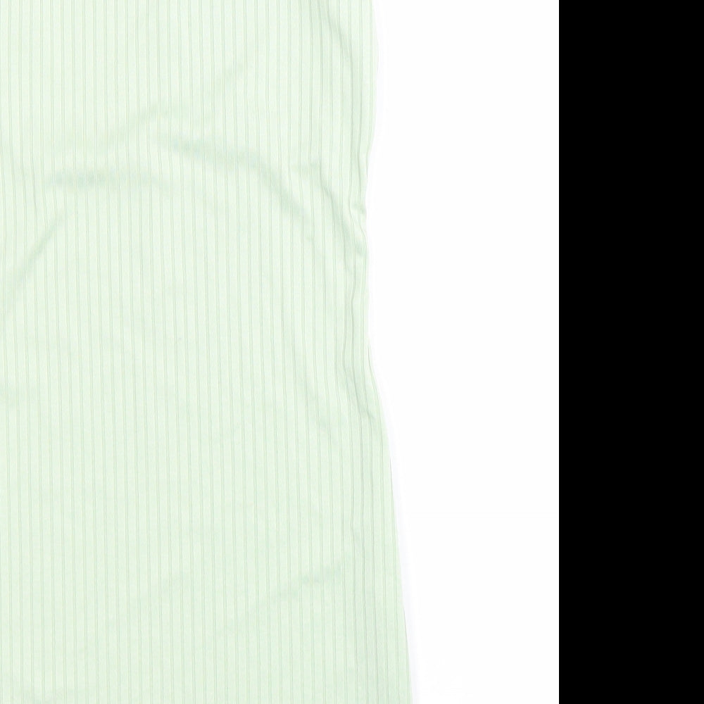 PRETTYLITTLETHING Womens Green Polyester Bodycon Size 8 Roll Neck Pullover - Ribbed