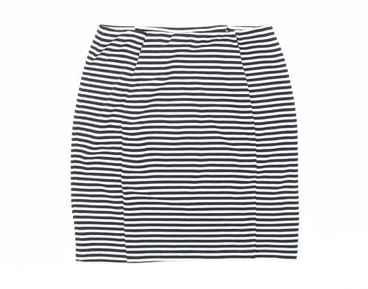 Papaya Womens Black Striped Polyester Straight & Pencil Skirt Size 10 Hook & Loop