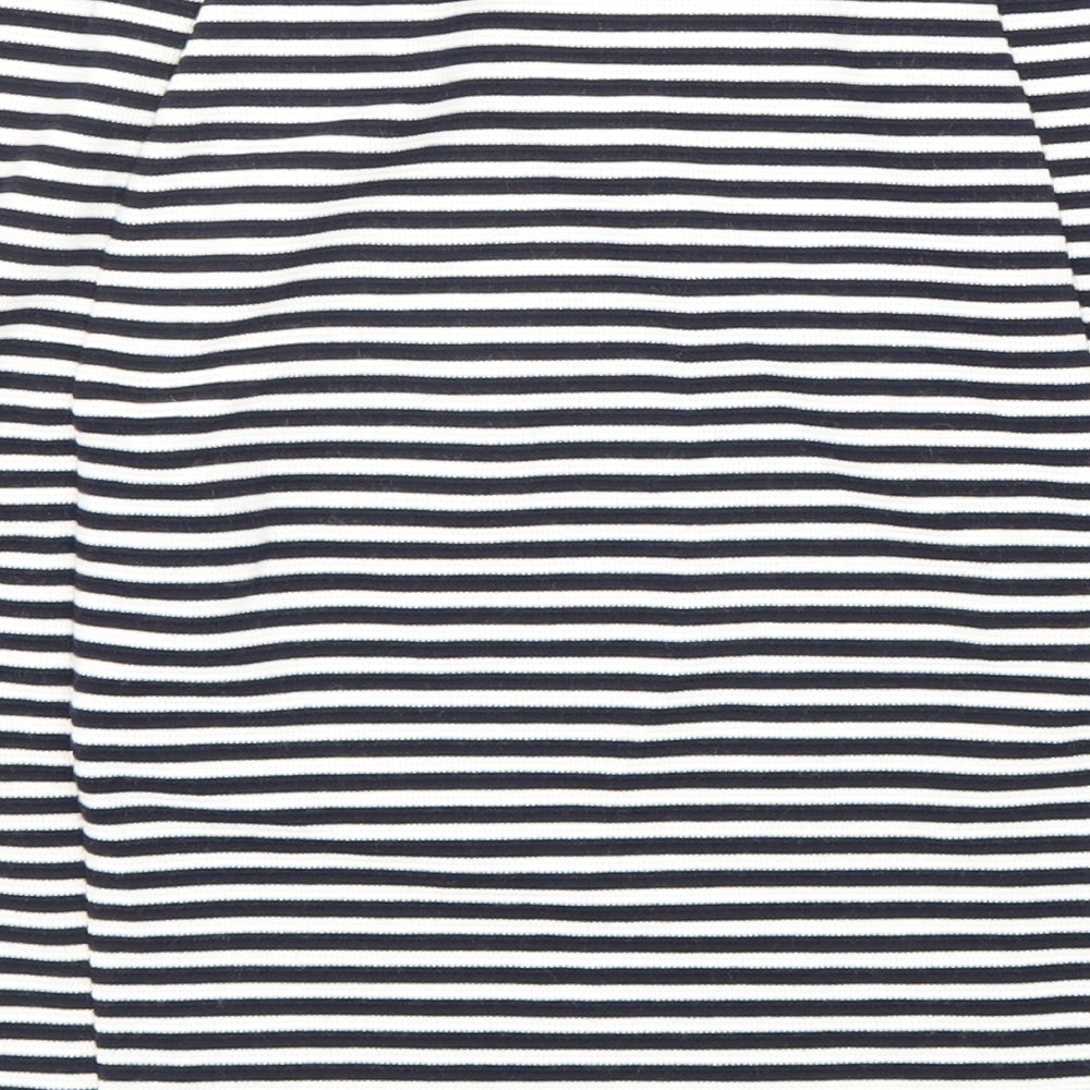 Papaya Womens Black Striped Polyester Straight & Pencil Skirt Size 10 Hook & Loop