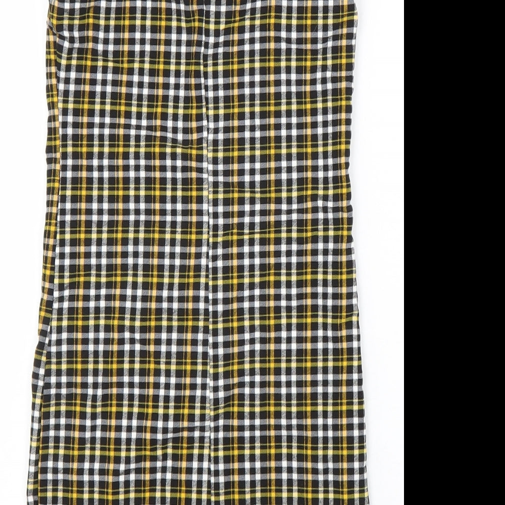 New Look Girls Black Check Viscose A-Line Size 10-11 Years Square Neck Pullover