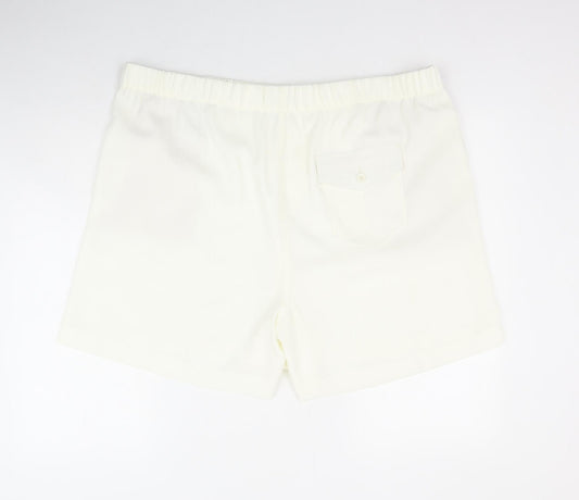 Marks and Spencer Womens Ivory Polyester Sweat Shorts Size 22 Regular Pull On