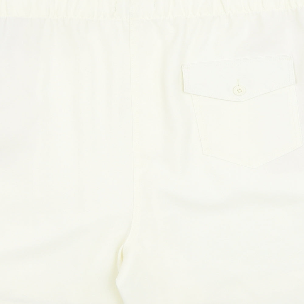 Marks and Spencer Womens Ivory Polyester Sweat Shorts Size 24 Regular Pull On