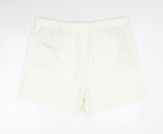 Marks and Spencer Womens Ivory Polyester Sweat Shorts Size 24 Regular Zip