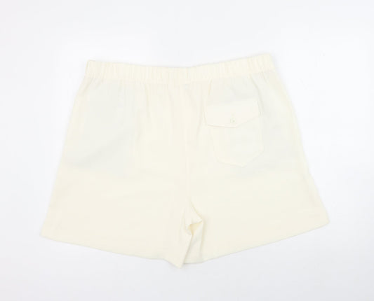 Marks and Spencer Womens Ivory Polyester Sweat Shorts Size 20 Regular Pull On