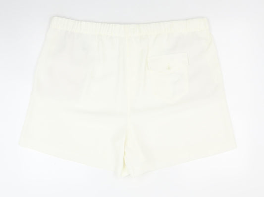 Marks and Spencer Womens Ivory Polyester Sweat Shorts Size 20 Regular Pull On