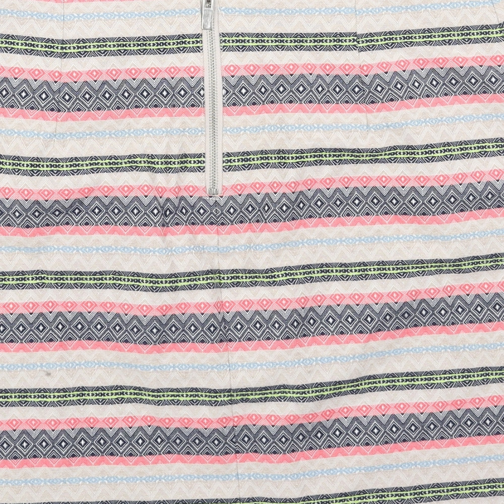 Marks and Spencer Womens Multicoloured Geometric Polyester Straight & Pencil Skirt Size 10 Zip