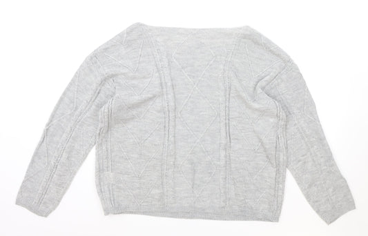 SheIn Womens Grey Scoop Neck Acrylic Pullover Jumper Size XL