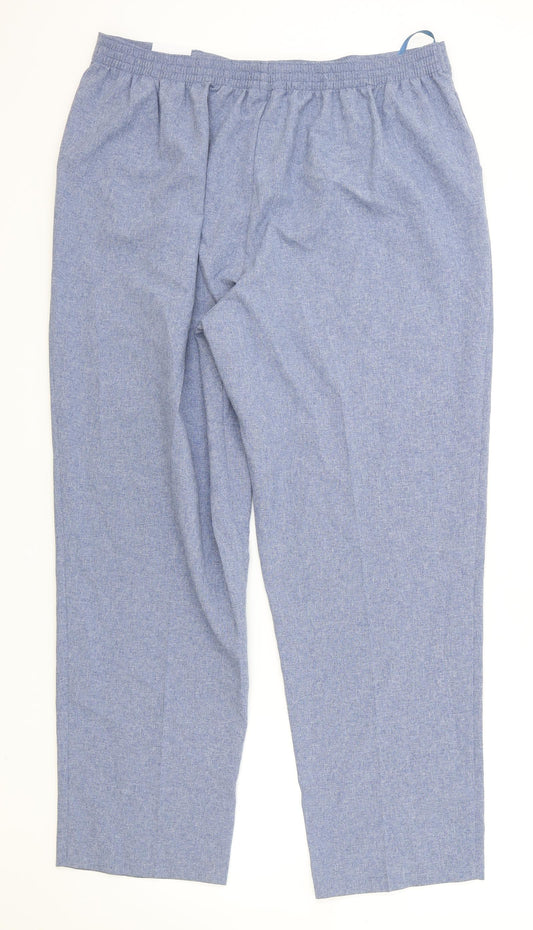 Classic Womens Blue Polyester Trousers Size 20 Regular