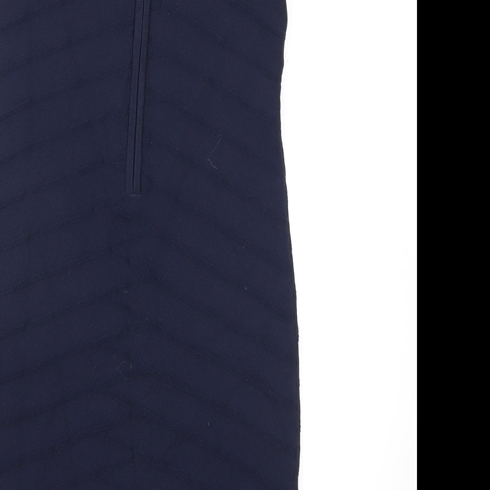 French Connection Womens Blue Viscose Bodycon Size 10 Sweetheart Zip