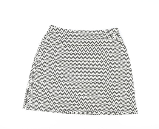 Matalan Womens White Geometric Cotton Straight & Pencil Skirt Size 10