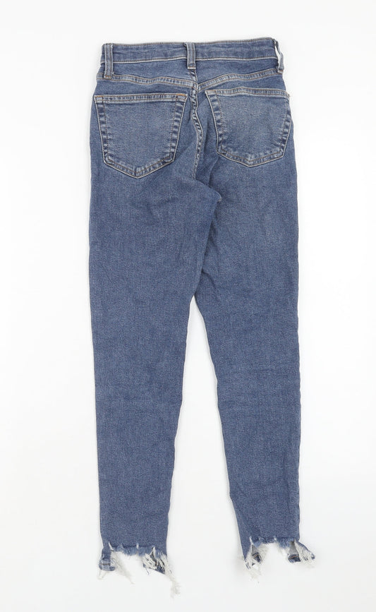 Topshop Womens Blue Cotton Skinny Jeans Size 24 in L28 in Regular Zip