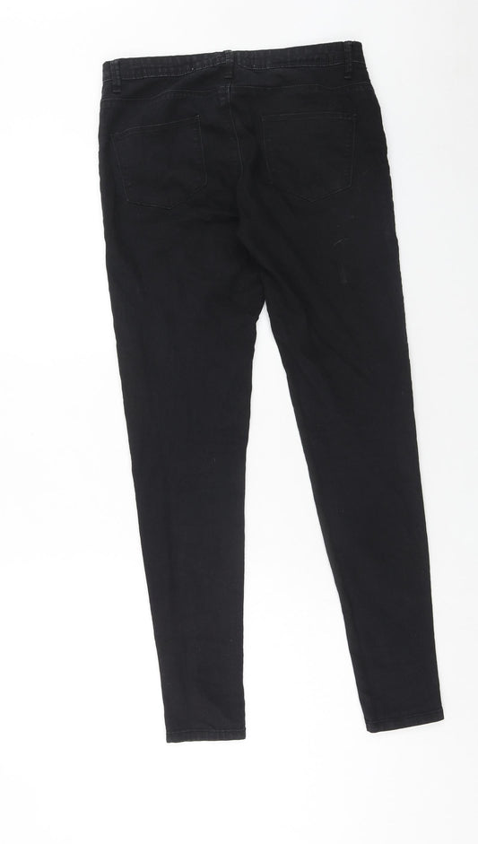Denim & Co. Womens Black Cotton Skinny Jeans Size 12 Regular Zip