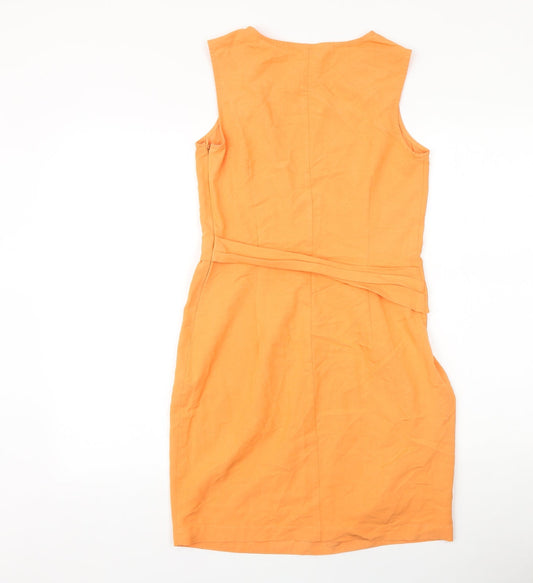 NEXT Womens Orange Viscose A-Line Size 8 Round Neck Zip