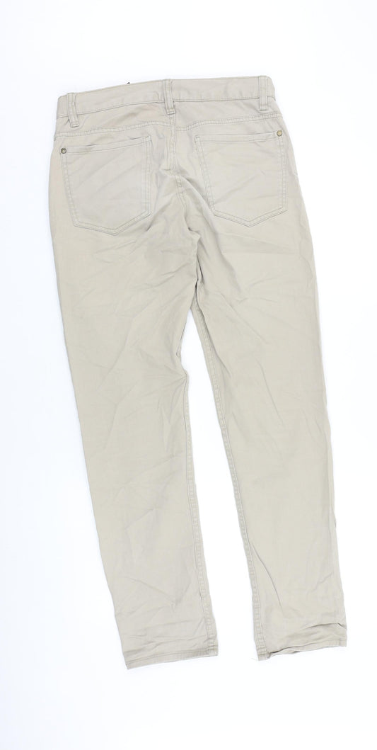 H&M Mens Beige Cotton Trousers Size 30 in L31 in Regular Button