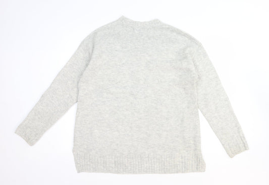 Marks and Spencer Womens Grey Round Neck Acrylic Pullover Jumper Size M
