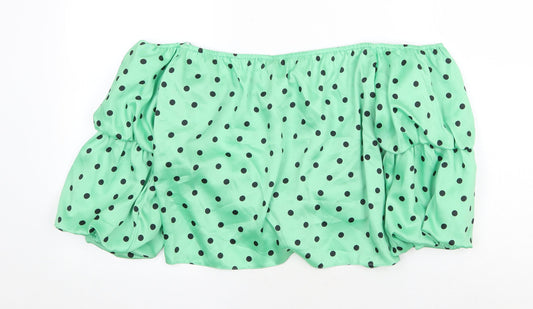 Womens UK Size 16 River Island Green Cropped Blouse