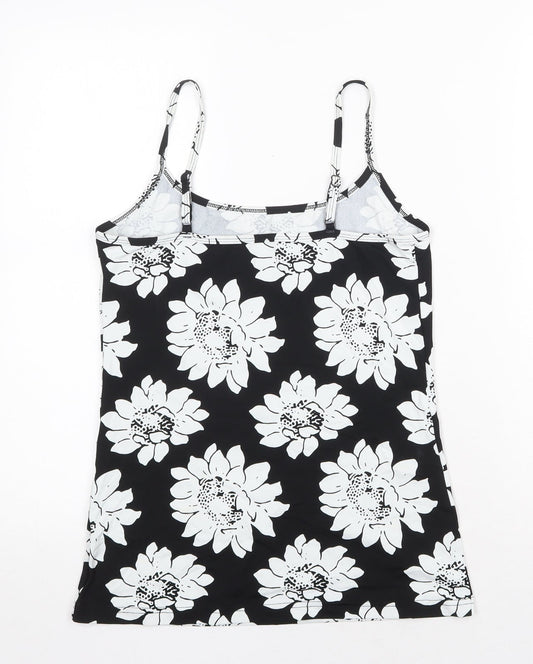 NEXT Womens Black Floral Nylon Camisole Tank Size 10 Scoop Neck