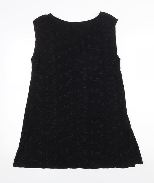 Dorothy Perkins Womens Black Floral Viscose Trapeze & Swing Size 16 Round Neck Pullover
