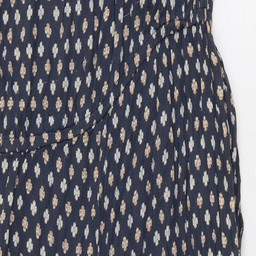 Mango Womens Blue Geometric Cotton Jumpsuit One-Piece Size S Pullover