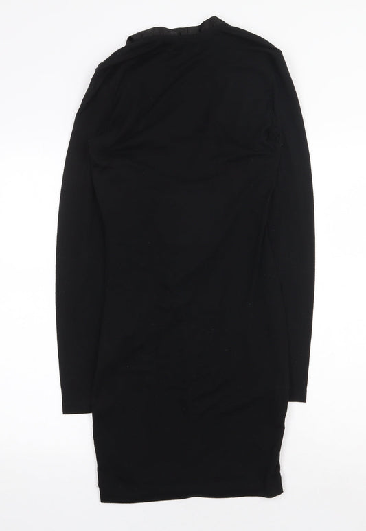 French Connection Womens Black Cotton A-Line Size 10 V-Neck Pullover