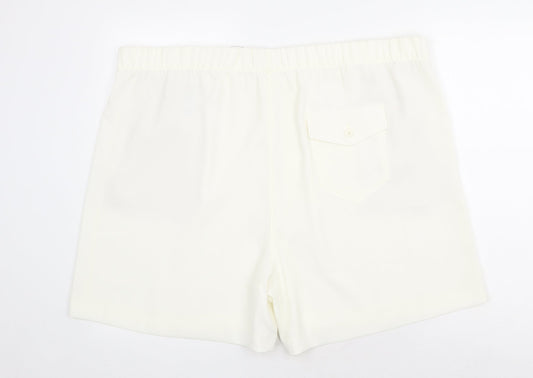 Marks and Spencer Womens White Polyester Basic Shorts Size 24 Regular Pull On