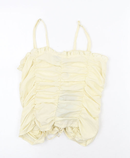 Womens UK Size 12 PRETTYLITTLETHING Yellow Basic Tank
