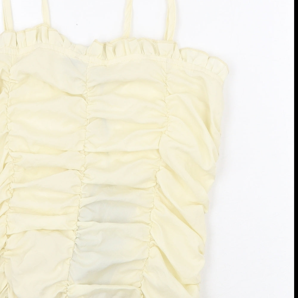 Womens UK Size 12 PRETTYLITTLETHING Yellow Basic Tank
