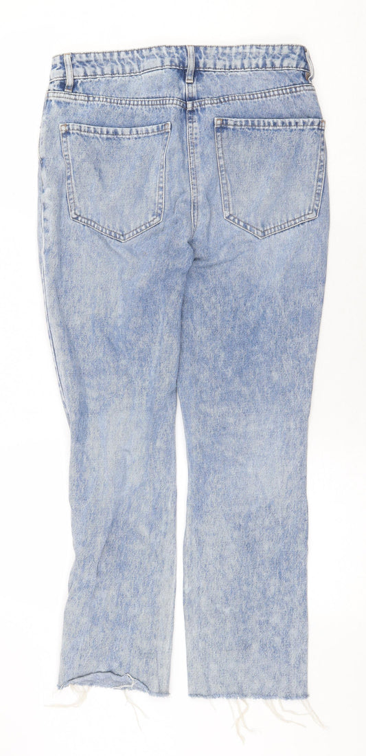 NEXT Womens Blue Cotton Straight Jeans Size 8 Regular Zip