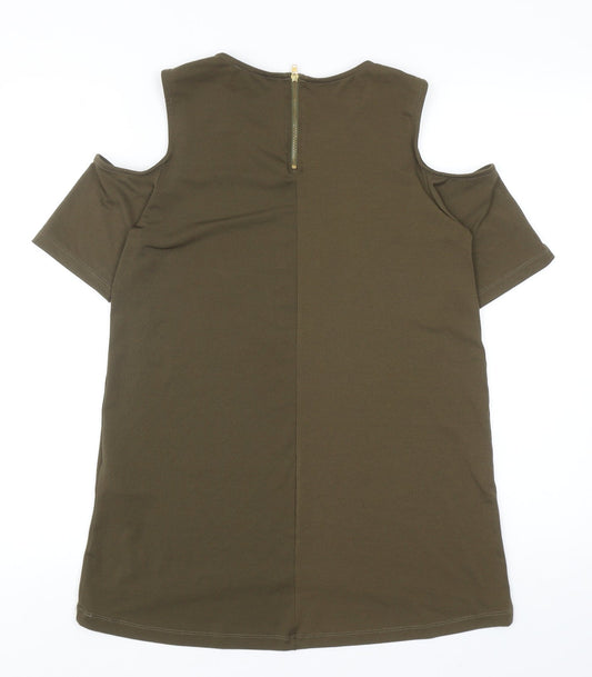 Womens UK Size 10 Warehouse Green Basic T-Shirt