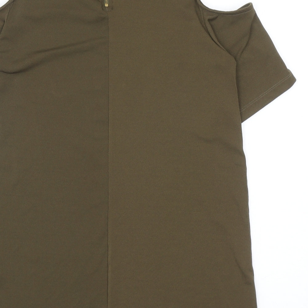 Womens UK Size 10 Warehouse Green Basic T-Shirt