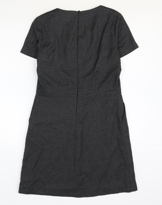 NEXT Womens Grey Polyester A-Line Size 10 V-Neck Zip