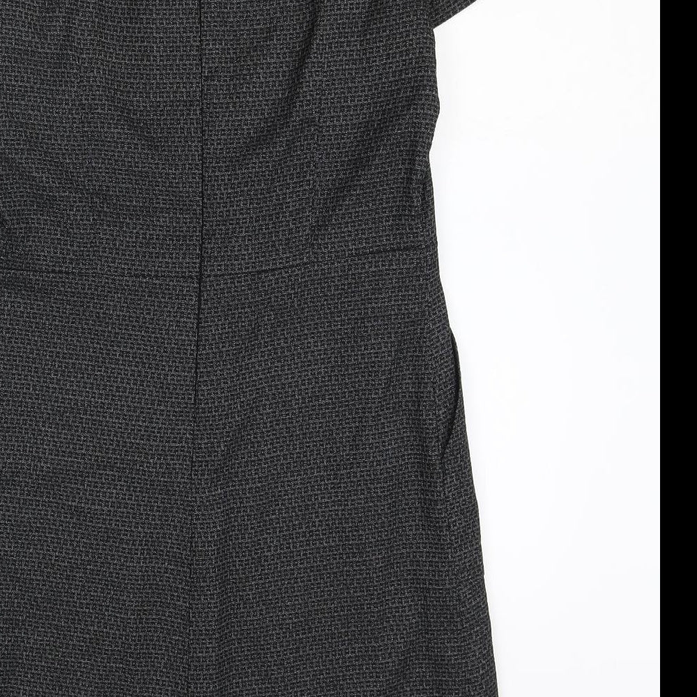 NEXT Womens Grey Polyester A-Line Size 10 V-Neck Zip