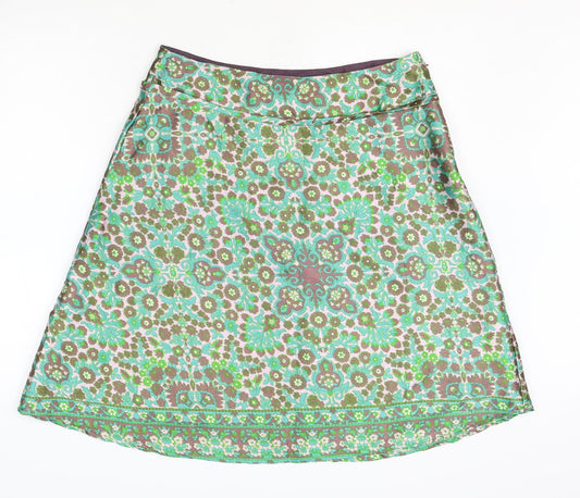 Lybgaard Womens Multicoloured Floral Polyester Swing Skirt Size M Zip