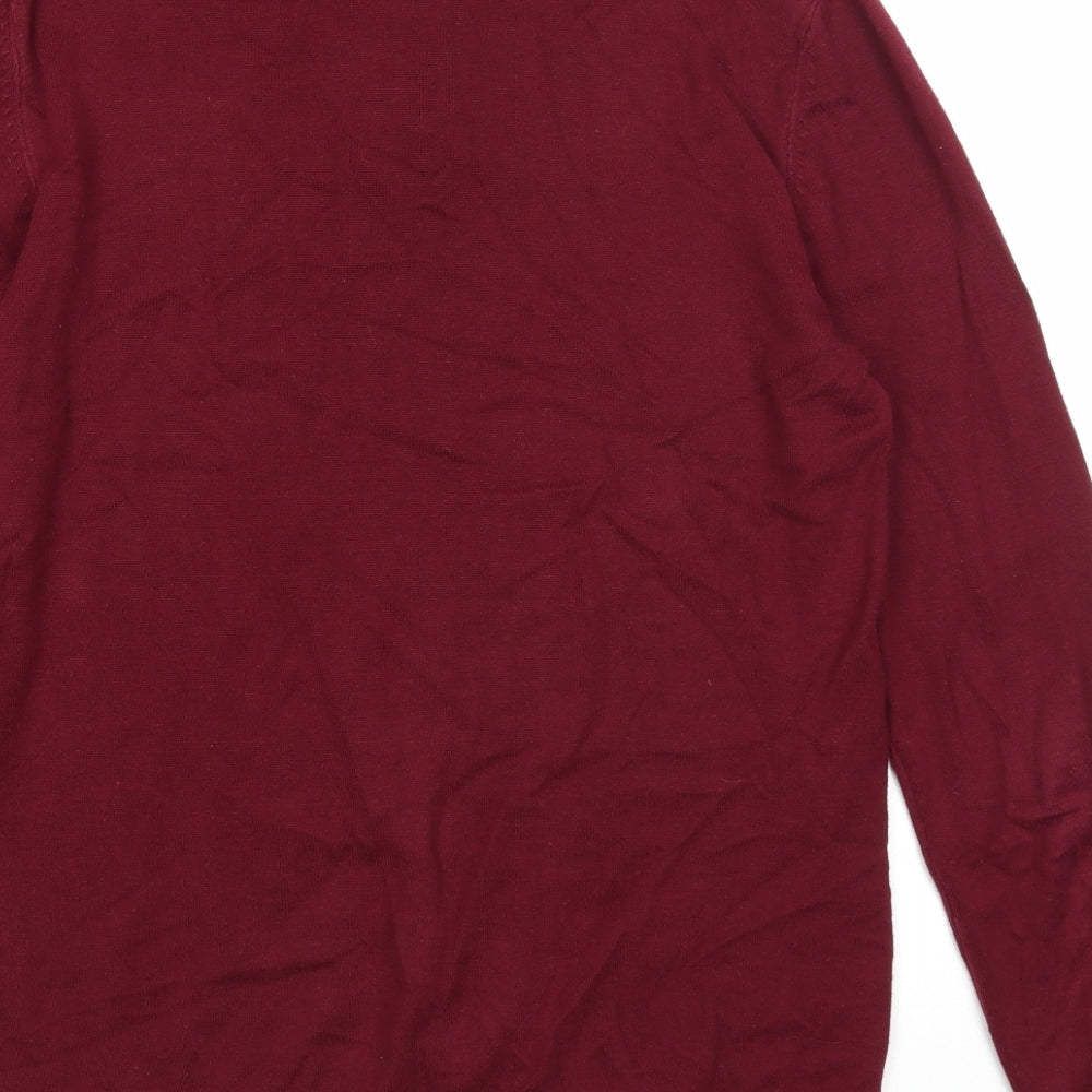 ASOS Mens Purple Collared Cotton Pullover Jumper Size M Long Sleeve