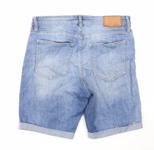 H&M Womens Blue Cotton Skimmer Shorts Size 21 in Regular Zip