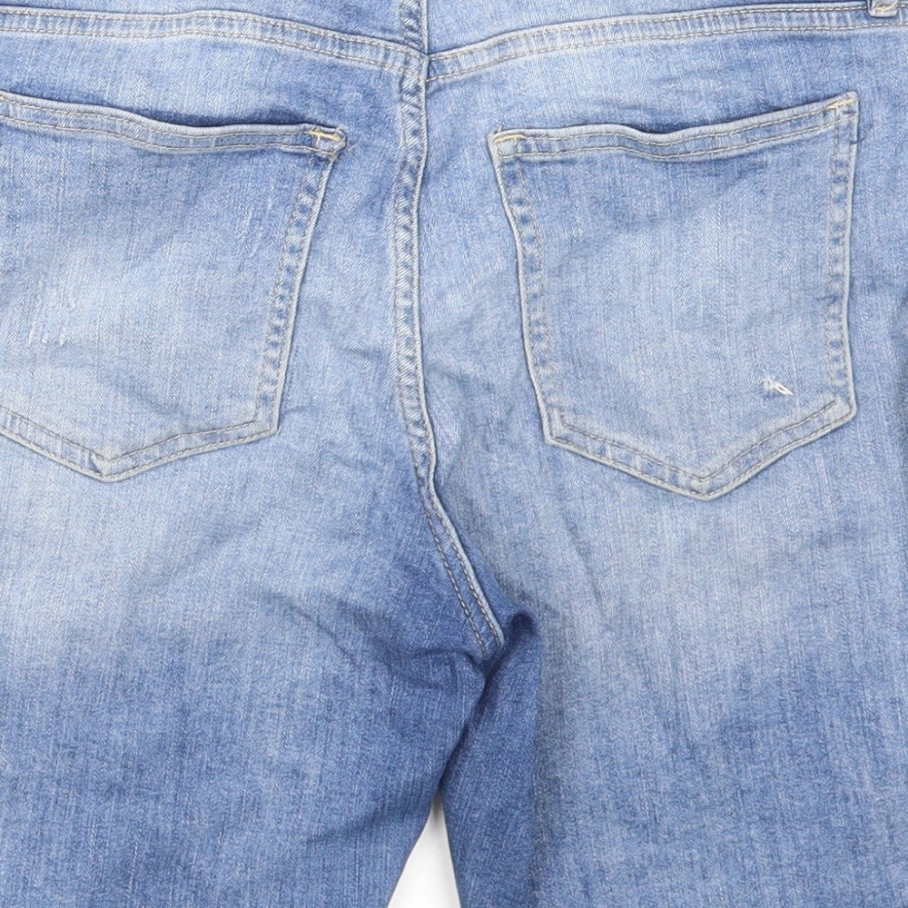 H&M Womens Blue Cotton Skimmer Shorts Size 21 in Regular Zip