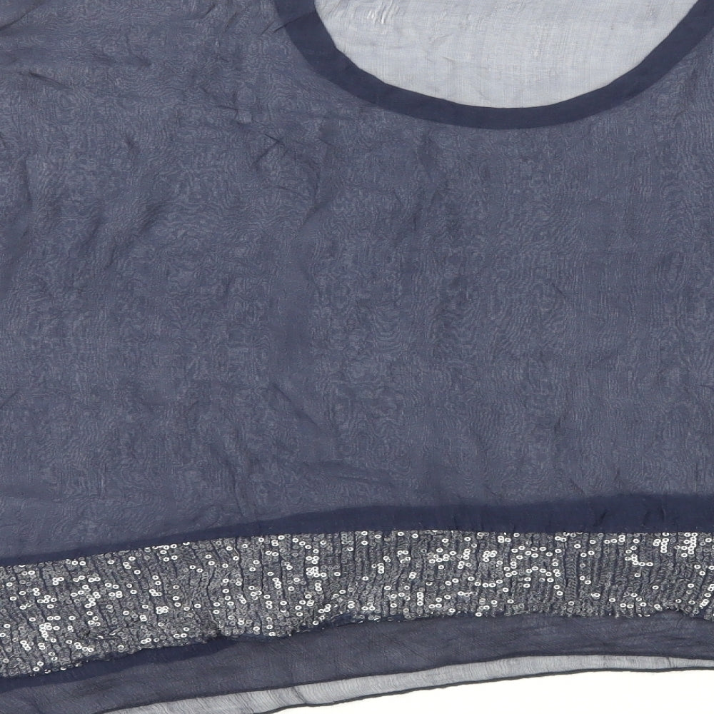 Womens UK Size L Preworn Blue Cropped Blouse
