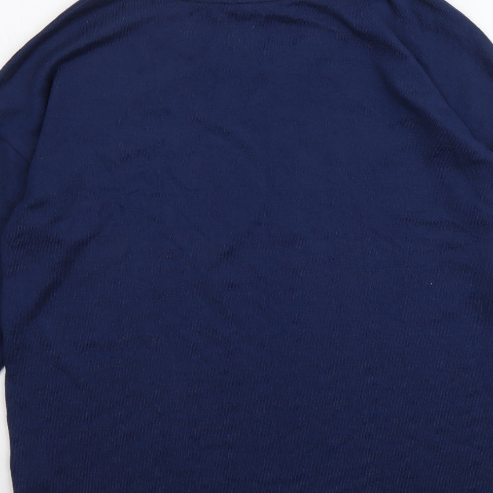 TU Womens Blue Polyester Basic Blouse Size 12 Scoop Neck - Happy