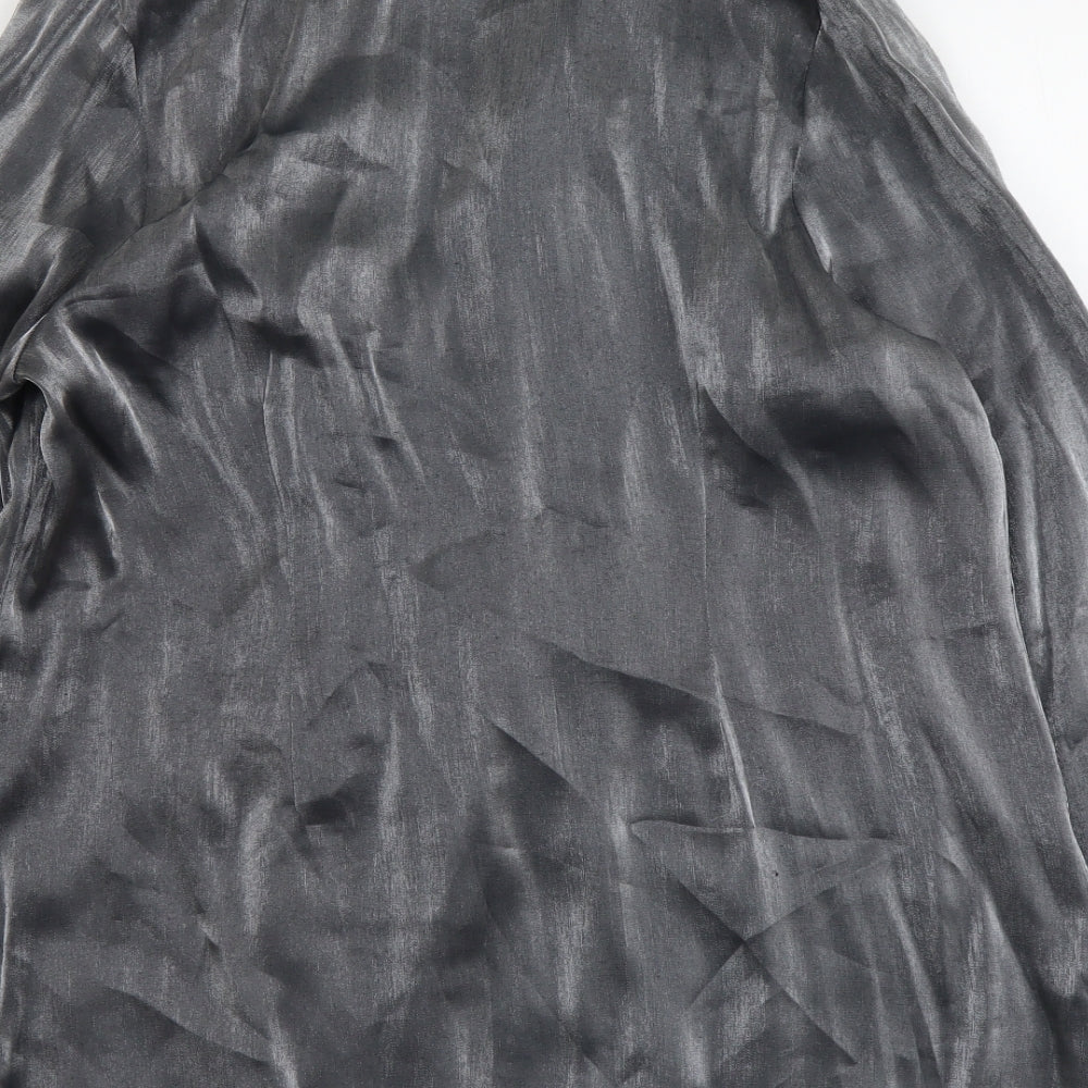 George Womens Silver Overcoat Coat Size 14 Hook & Eye