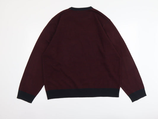 Marks and Spencer Mens Purple Round Neck Acrylic Pullover Jumper Size XL Long Sleeve