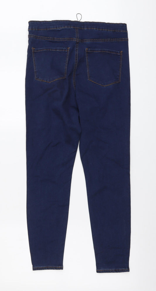 Denim & Co. Womens Blue Cotton Skinny Jeans Size 14 L27 in Regular Button