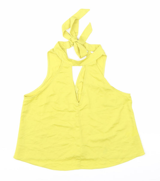 Womens UK Size 10 Miss Selfridge Yellow Basic Tank