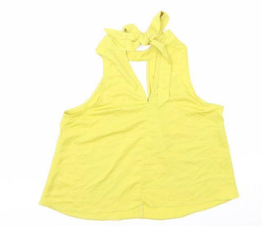 Womens UK Size 10 Miss Selfridge Yellow Basic Tank