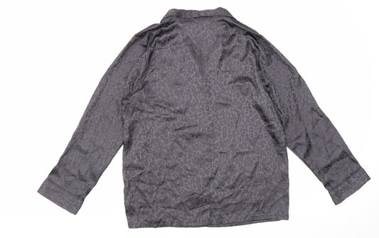 George Womens Grey Animal Print Polyester Basic Button-Up Size 12 V-Neck - Leopard Print