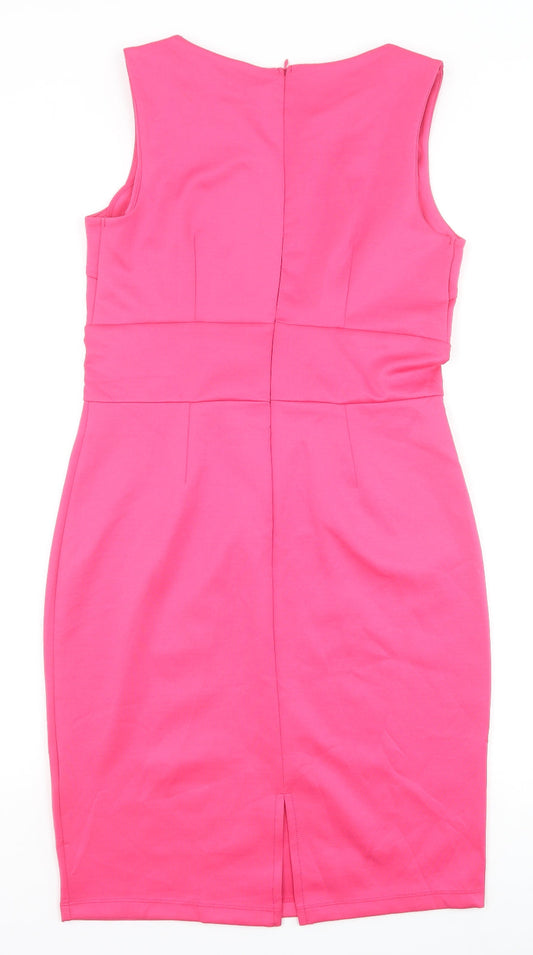 Body Flirt Womens Pink Polyester A-Line Size 10 Round Neck Zip