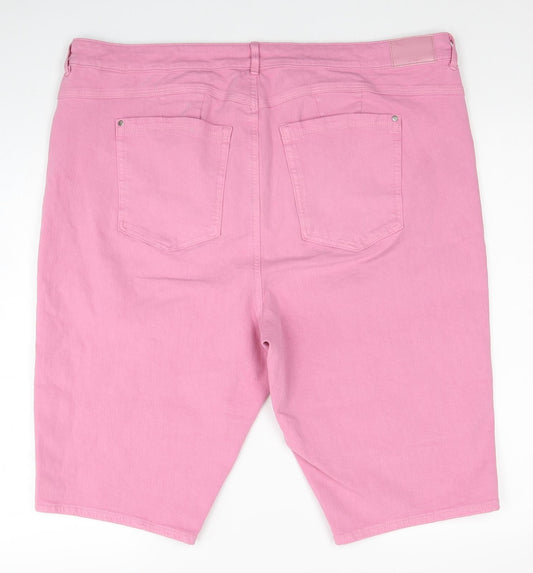 Marks and Spencer Womens Pink Cotton Bermuda Shorts Size 42 in Regular Zip