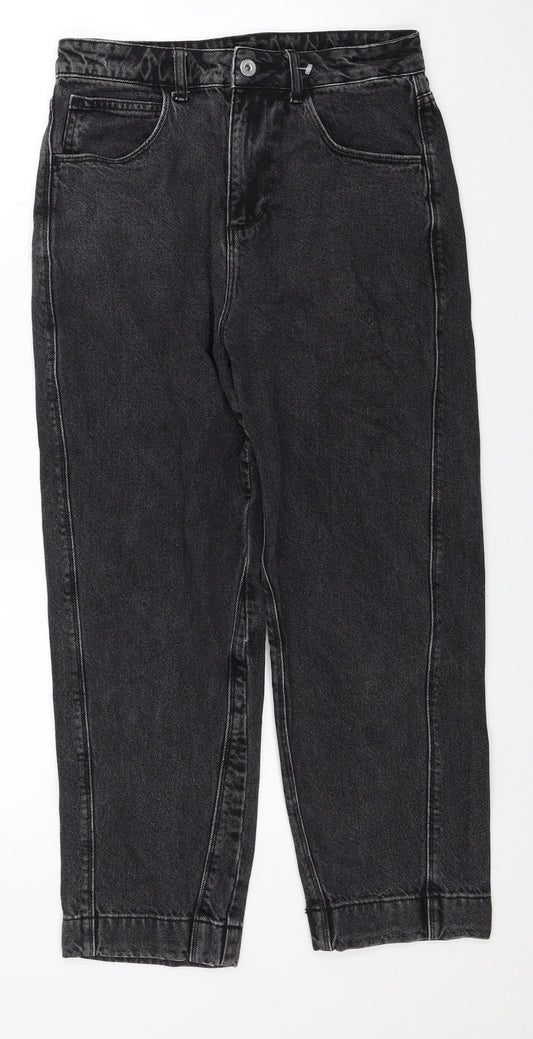 Collusion Womens Black Cotton Straight Jeans Size 26 in L28 in Regular Zip