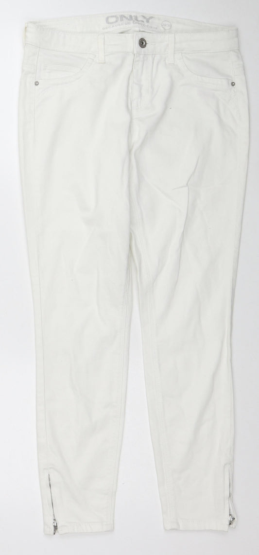 Womens UK Size 29 in Only Regular Fit Skinny White Jeans